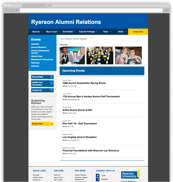 Alumni relations events website